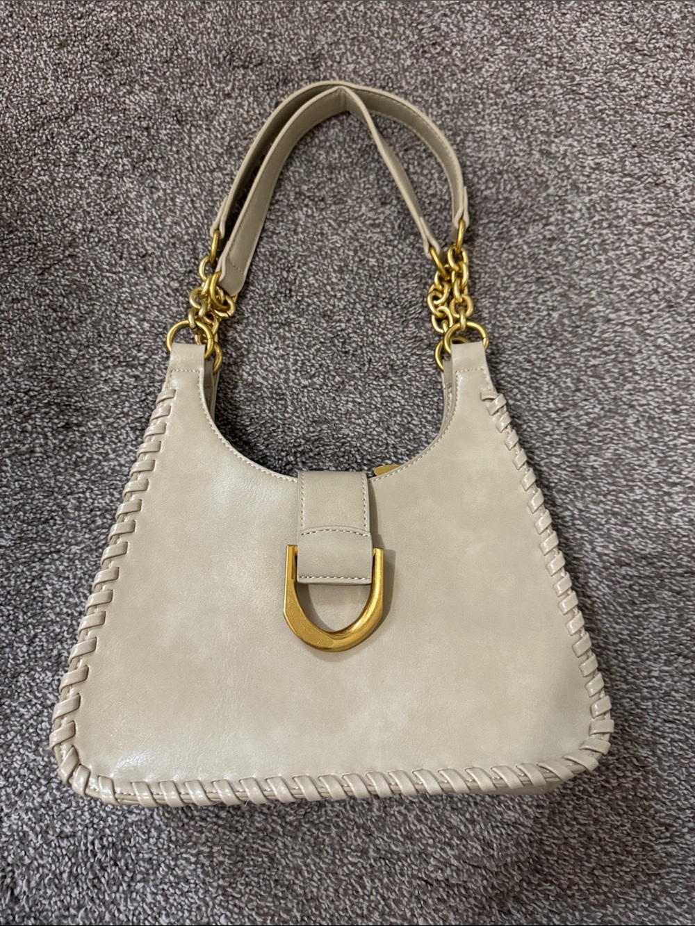 Antik Kraft Cream Shoulder Bag with Gold Hardware